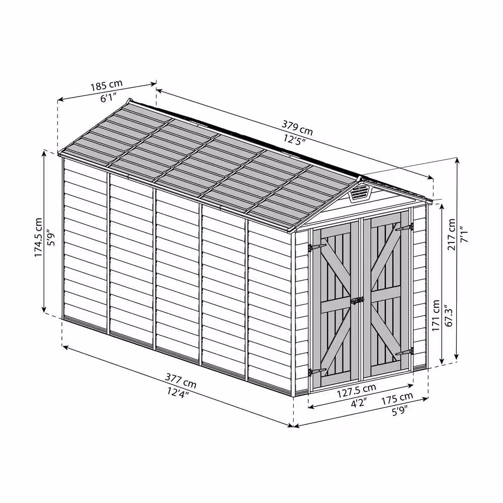 CANOPIA by PALRAM SkyLight 6 ft. x 12 ft. Tan Garden Outdoor Storage Shed