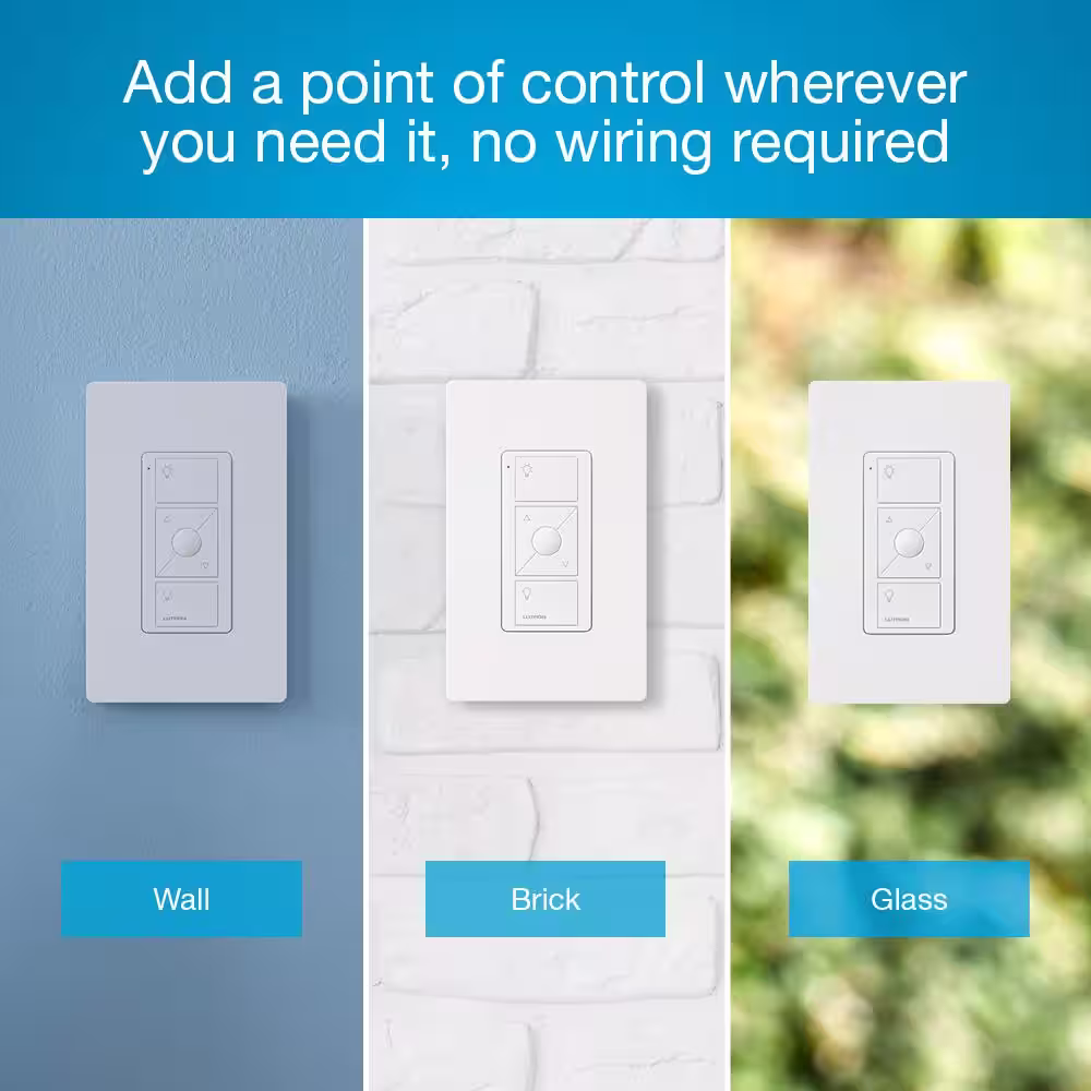 Lutron Pico Smart Remote (3-Button, Dimming) for Caseta Smart Dimmer Switch, Black (PJ2-3BRL-GBL-L01)