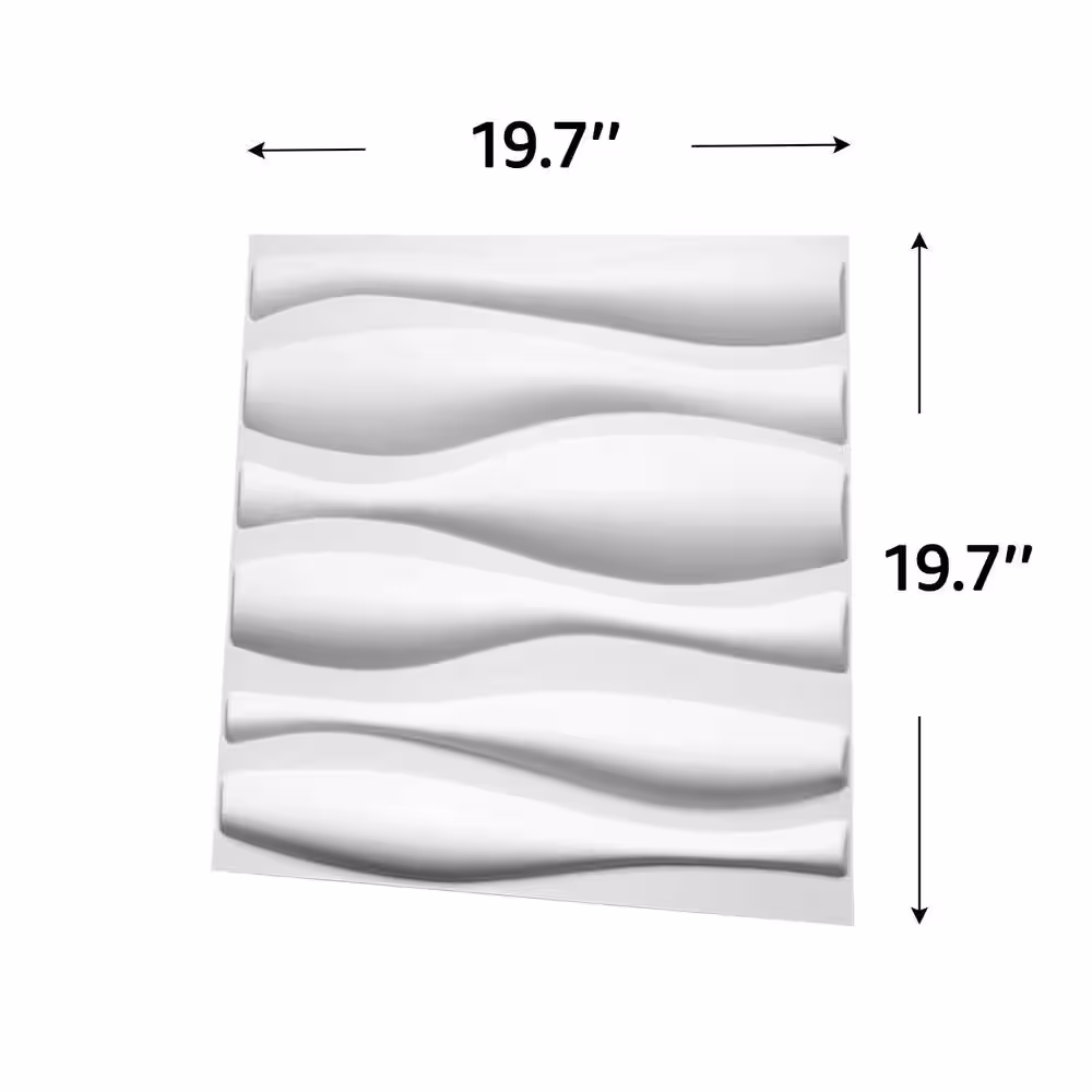 Art3d 19.7 in. x 19.7 in. White PVC 3D Wall Panels Wave Wall Design (12-Pack)