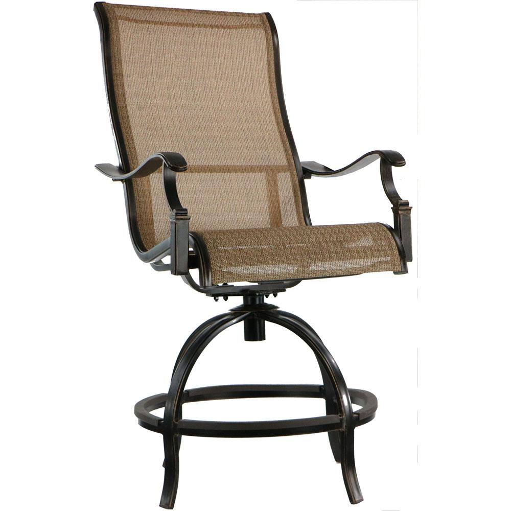 Hanover Manor 5-Piece High-Dining Set with 4 Sling Swivel Chairs and Square Cast-Top Table