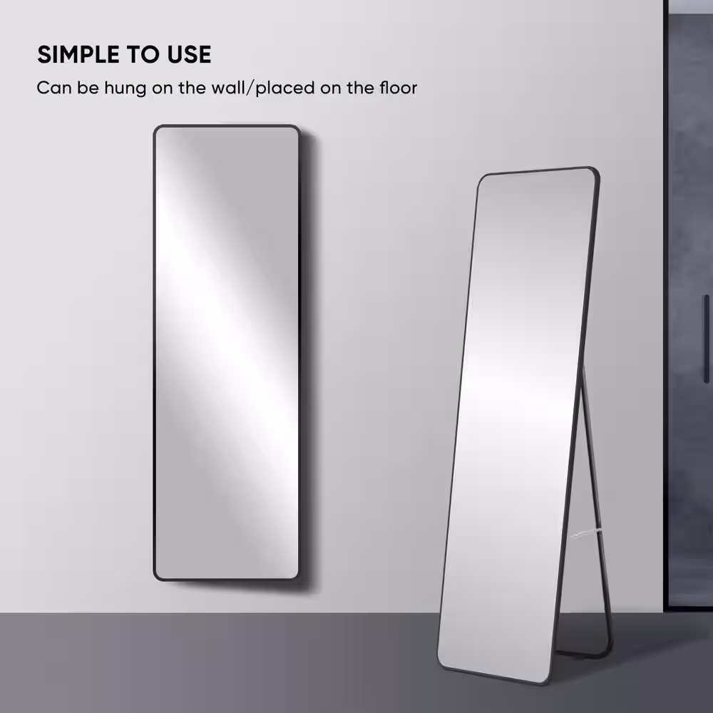 ELLO&ALLO 19.6 in. W x 63 in. H Modern Rectangle Gold Metal Framed Full Length Mirror Floor Standing Mirror Wall Mount or Leaning