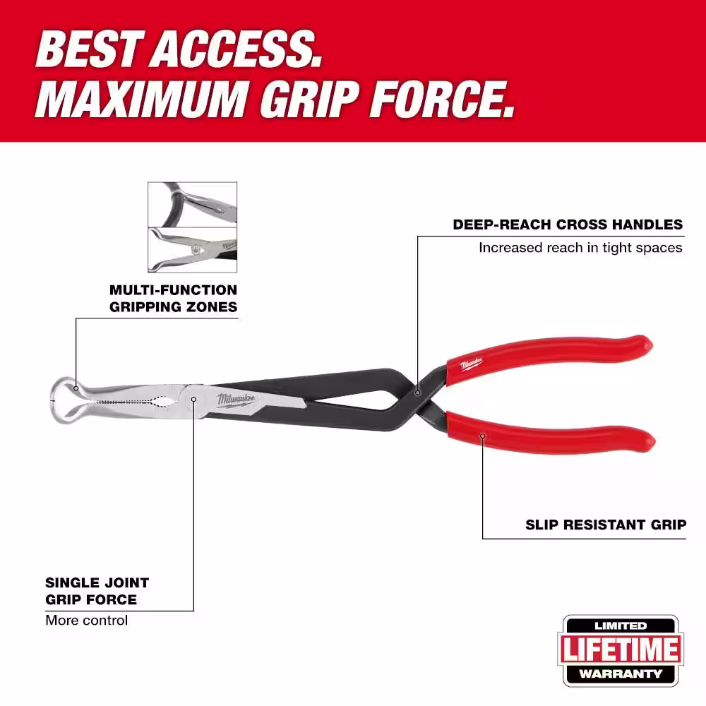 Milwaukee Long Nose Pliers Set with Hose Grip (3-Piece)