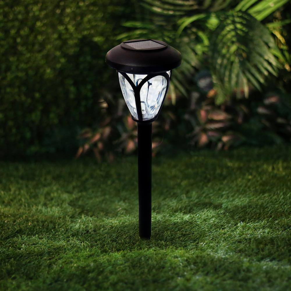 Alpine Corporation 17 in. Tall Outdoor Solar Powered Brown LED Path Light Stakes (Set of 8)