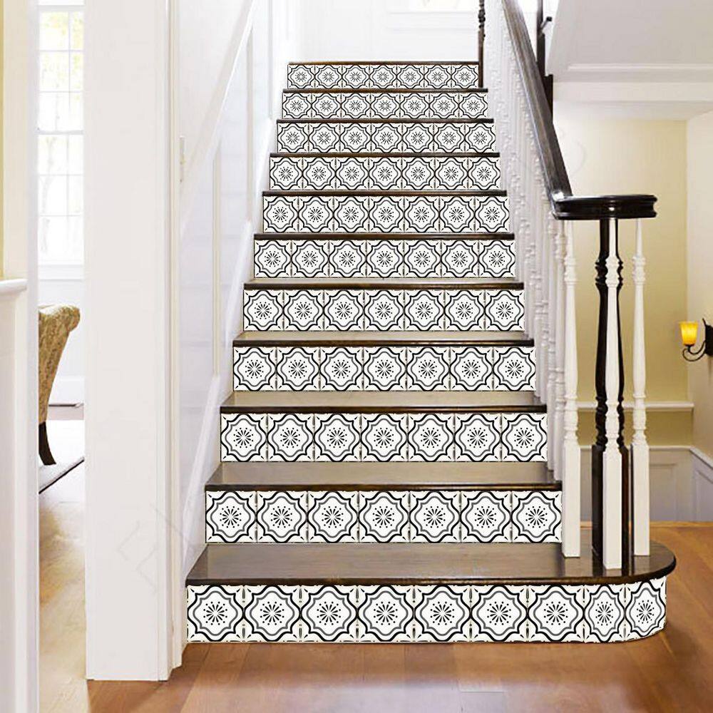 None Black and Grey B5 3 in. x 3 in. Vinyl Peel and Stick Tile (24 Tiles, 1.5 sq.ft./Pack)