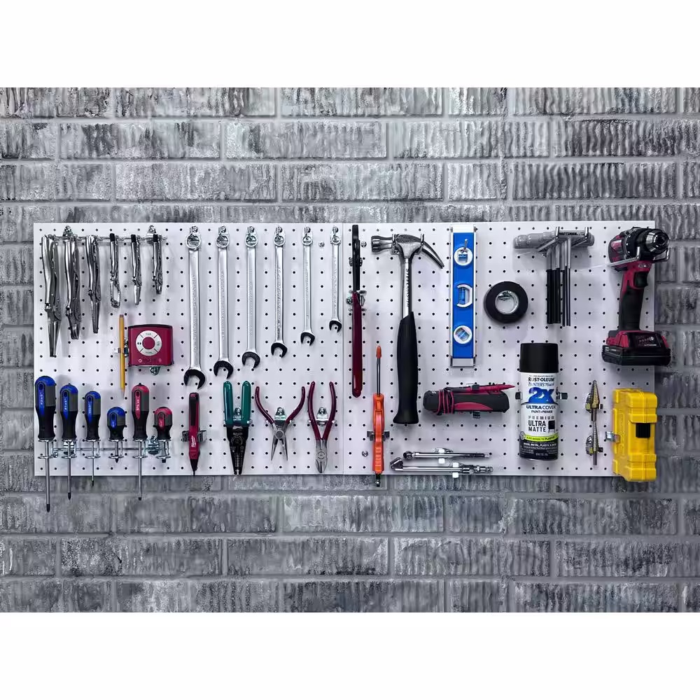 Triton Products DuraBoard 22 in. W x 18 in. H 3/16 in. Hole White Polypropylene Pegboards (2-Pack)
