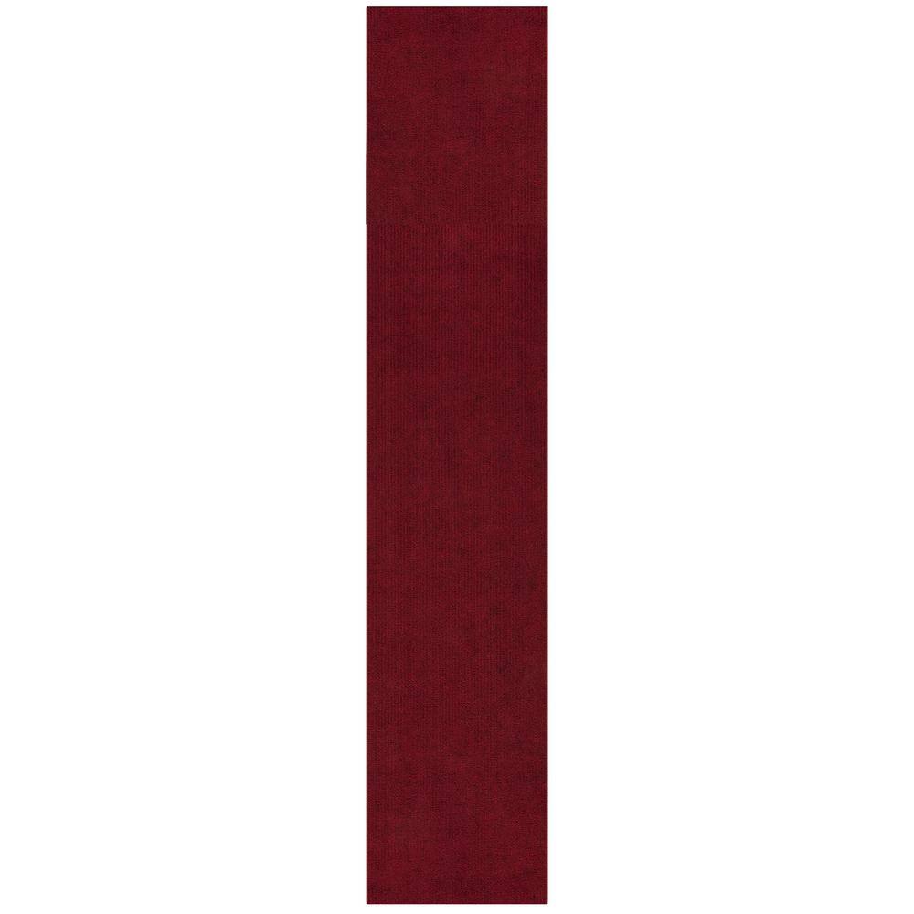Sweet Home Stores Ribbed Waterproof Non-Slip Rubber Back Solid Runner Rug 2 ft. W x 24 ft. L Red Polyester Garage Flooring