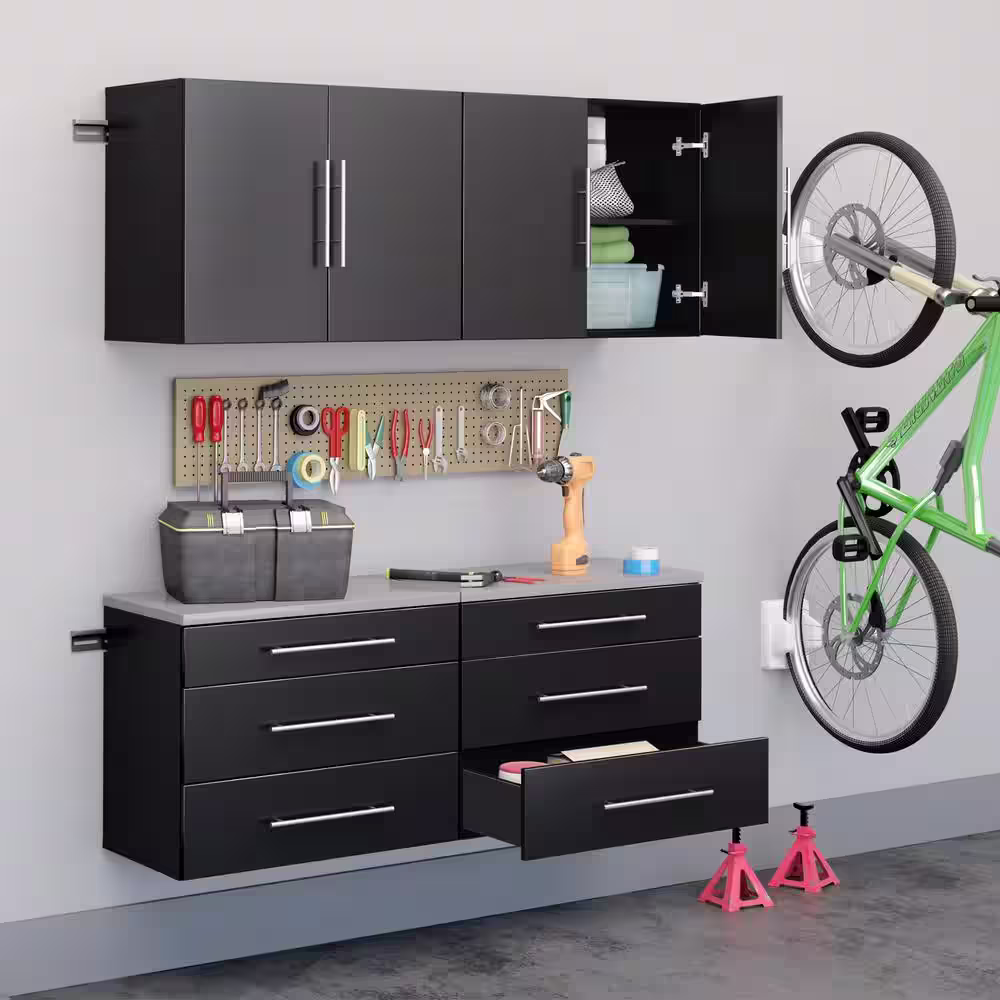 Prepac HangUps 60 in. W x 72 in. H x 16 in. D Storage Cabinet Set F in Black ( 4 Piece )