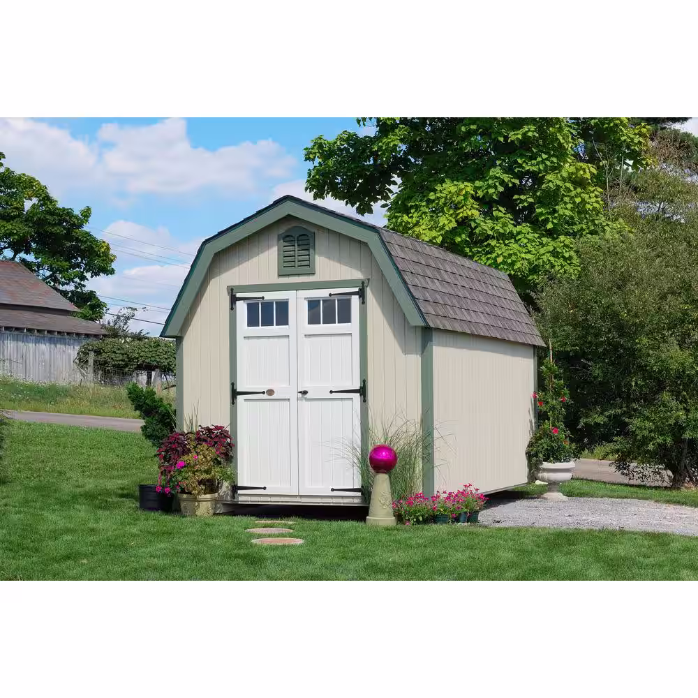LITTLE COTTAGE CO. Colonial Greenfield 10 ft. x 12 ft. Wood Storage Building DIY Kit with 4 ft. Sidewalls with Floor