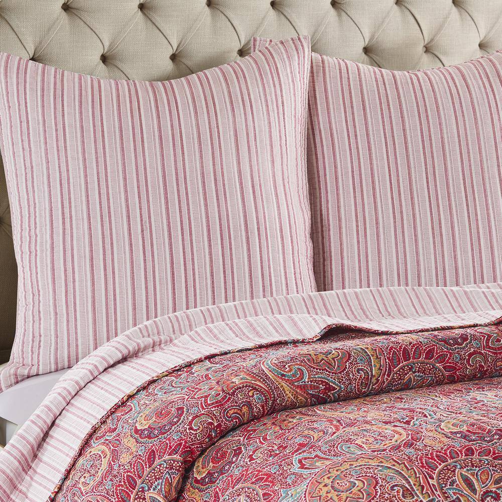Levtex Home Kimpton Red and White Stripe Cotton 26 in. x 26 in. Euro Sham - Set of 2