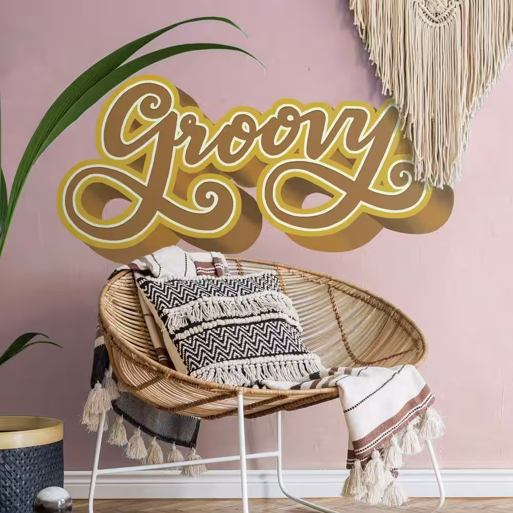 RoomMates Gold Groovy Retro Peel and Stick Giant Wall Decals