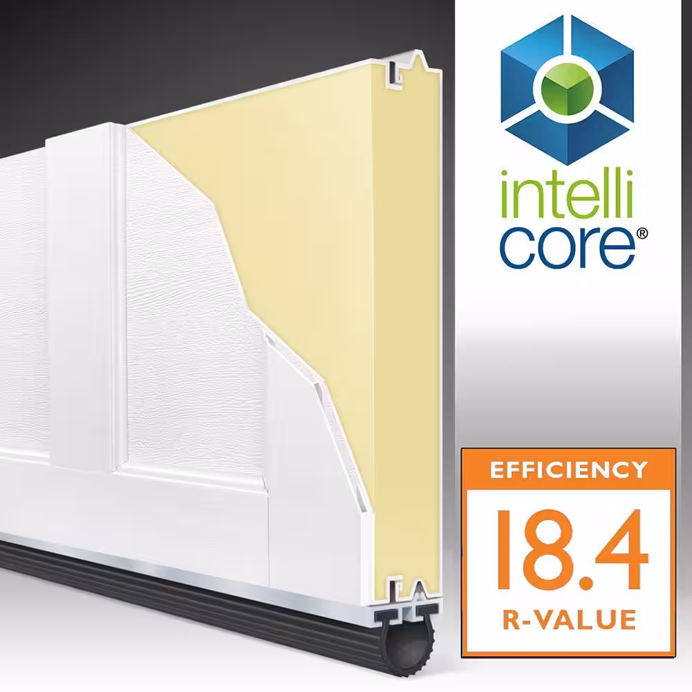 Clopay Coachman Collection 16 ft. x 7 ft. 18.4 R-Value Intellicore Insulated Solid Sandtone Garage Door