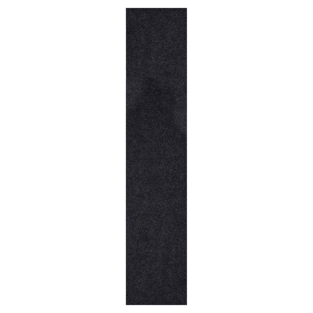 Sweet Home Stores Ribbed Waterproof Non-Slip Rubberback Runner Rug 2 ft. 7 in. W x 21 ft. L Black Polyester Garage Flooring