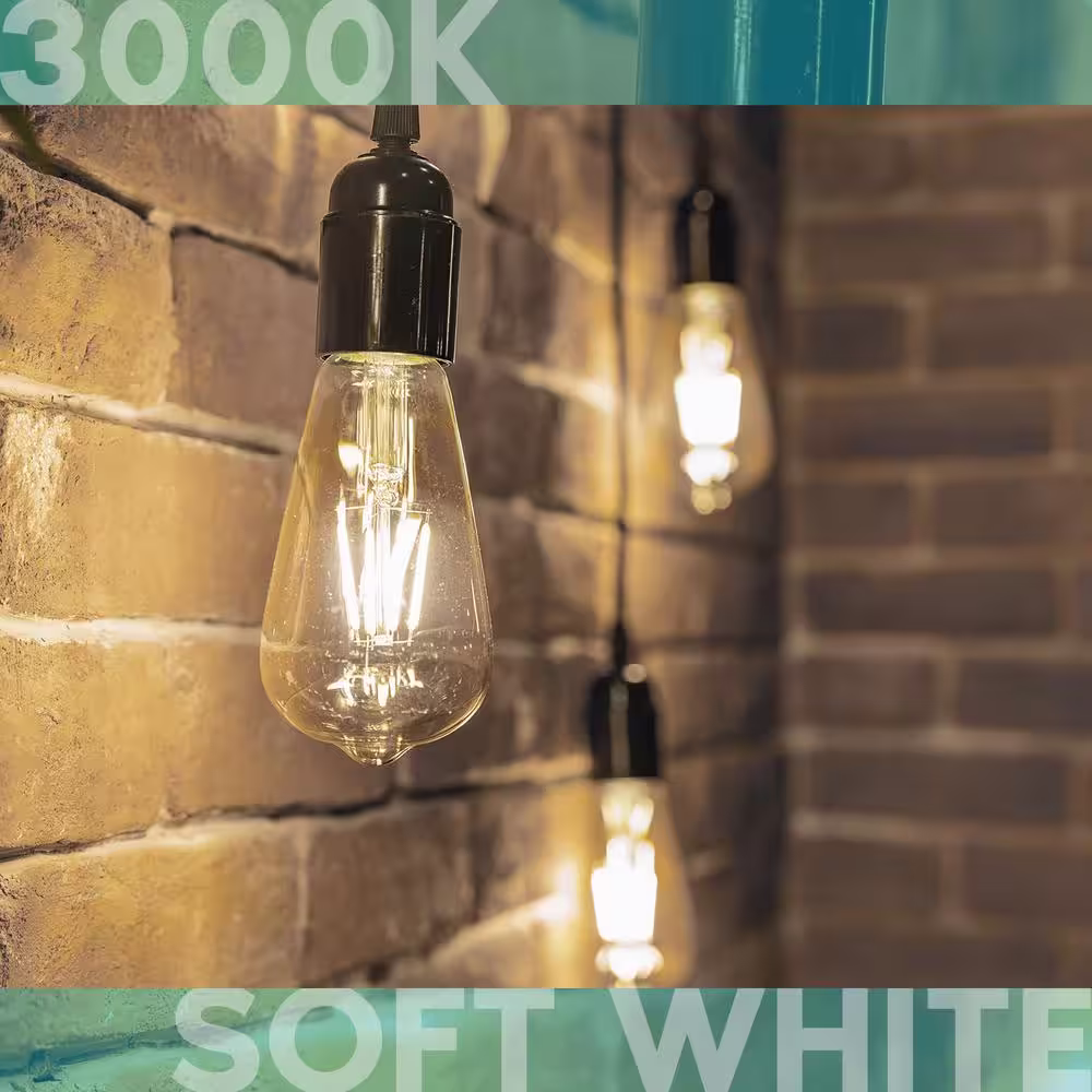 LUXRITE 75W Equivalent ST19 ST58 Dimmable Edison LED Light Bulbs 8 Watt 800 Lumens UL Listed 3000K Soft White E26 Base 6-Pack