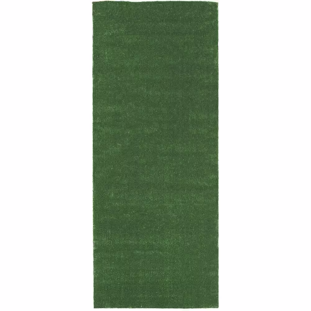Sweet Home Stores Meadowland Collection Waterproof Solid Indoor/Outdoor 3 ft. x 14 ft. Green Artificial Grass Runner Rug