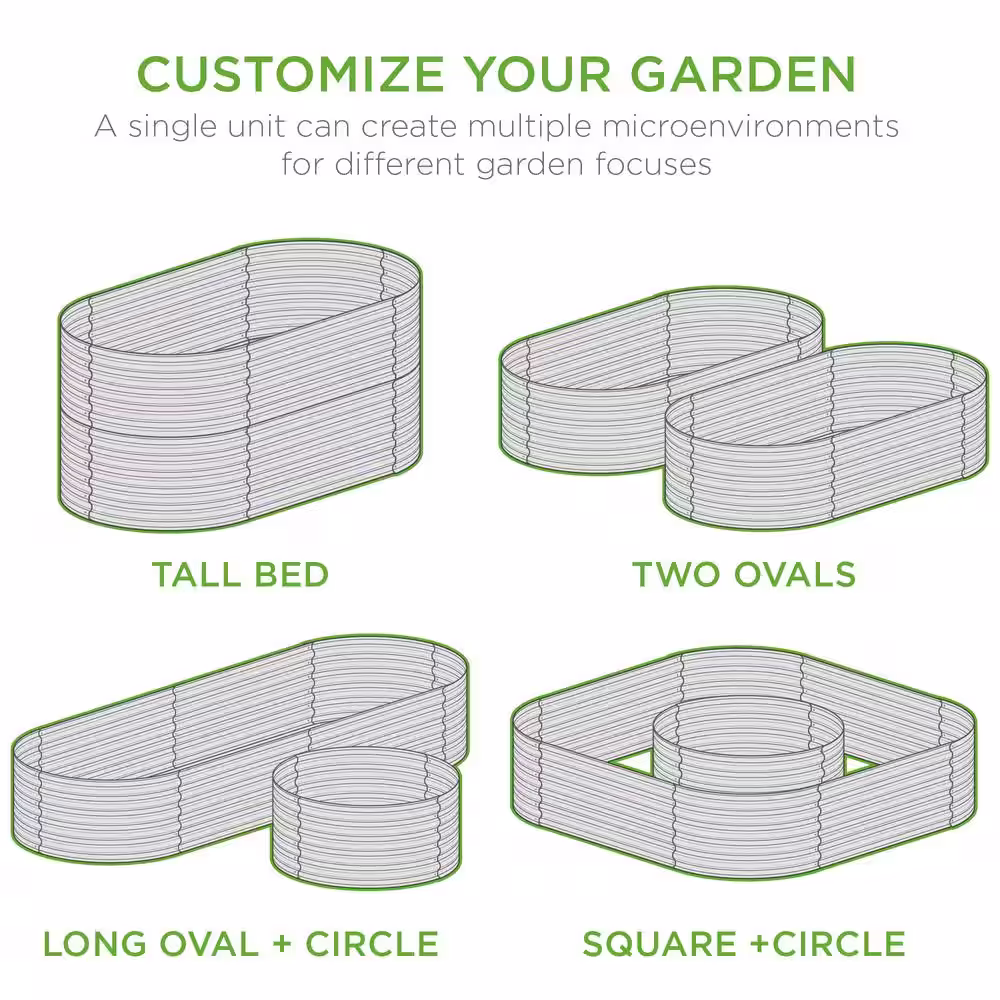 Best Choice Products 5.25 ft. x 2.7 ft. Oval Steel Raised Garden Bed, Customizable Outdoor Planter for Gardening, Plants in Dark Gray