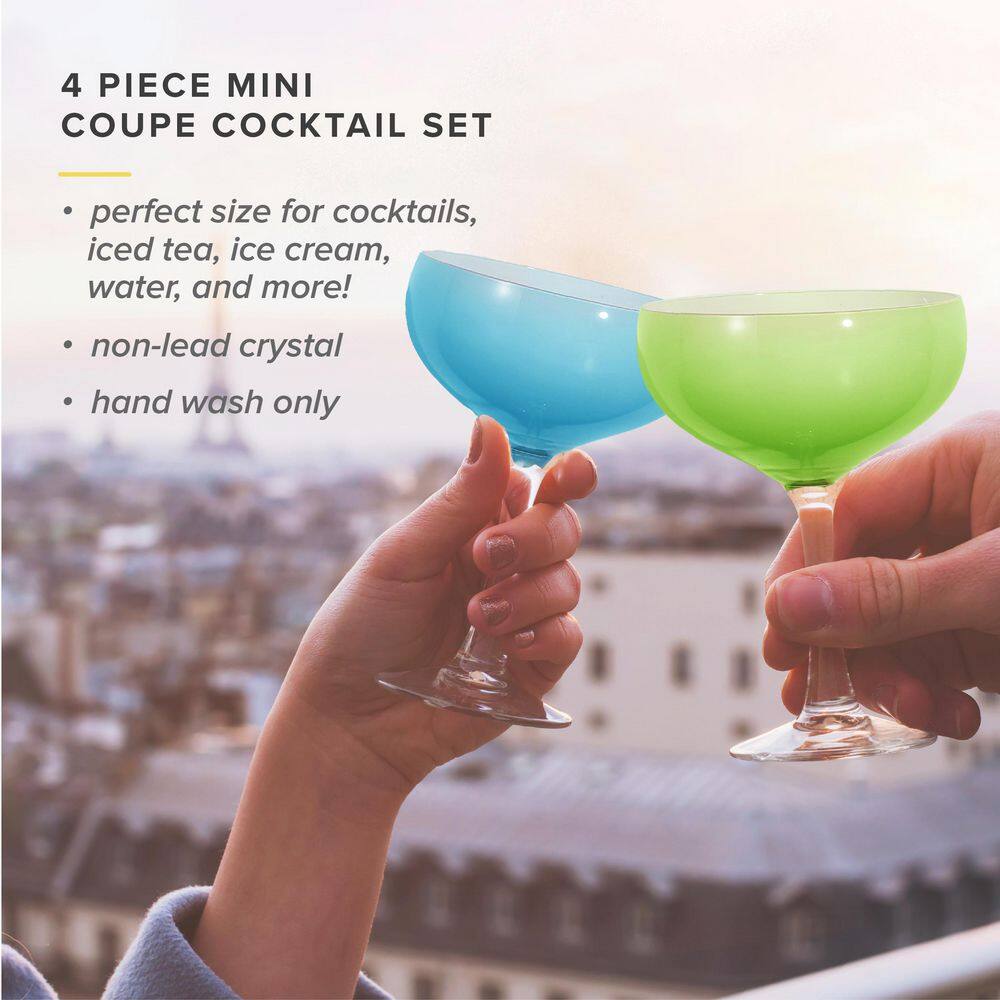 None 5.8 oz. Lead-Free Crystal Mini Coupe Cocktail Glasses (set of 4)