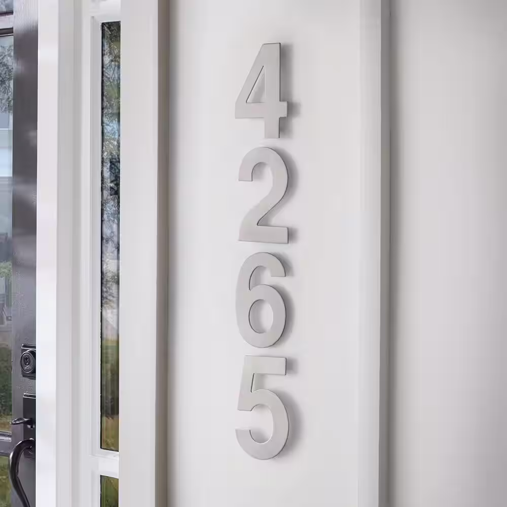 Everbilt 6 in. Silver Stainless Steel Floating House Number 4