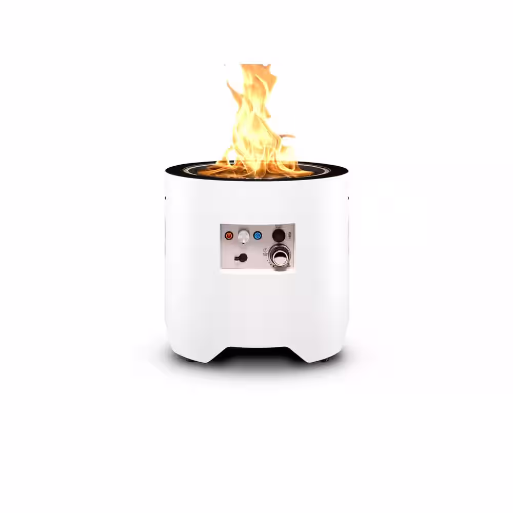 UKIAH Voyager 20 in. D x 18.7 in. H Outdoor Round Steel Propane Gas Fire Pit in White with Beat to Music Technology