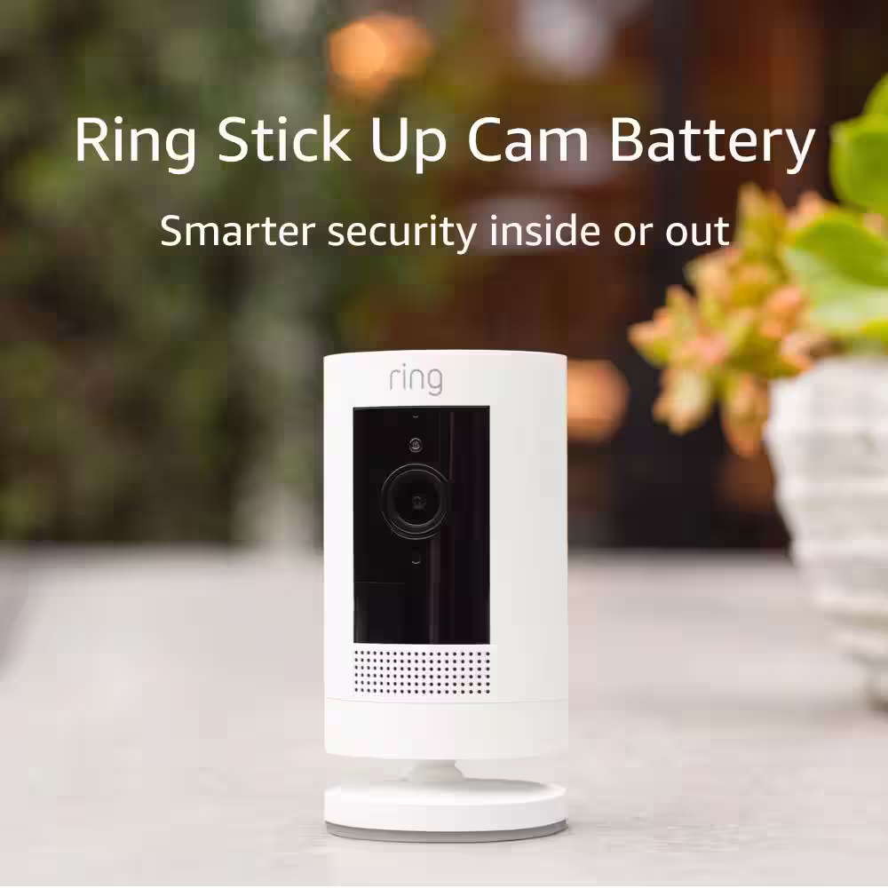 Ring Stick Up Cam Battery - Indoor/Outdoor Smart Security Wifi Video Camera with 2-Way Talk, Night Vision, White