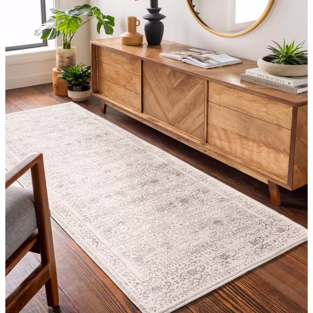 Artistic Weavers Errol Cream 3 ft. x 7 ft. Indoor Distressed Oriental Area Rug