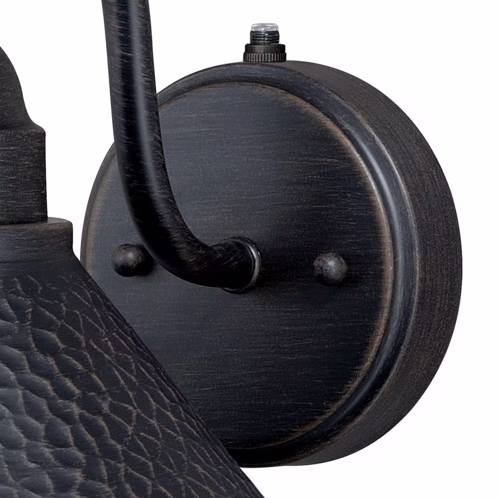 VAXCEL Outland 1-Light Dusk to Dawn Black Gold Farmhouse Barn Dome Outdoor Wall Lantern Sconce