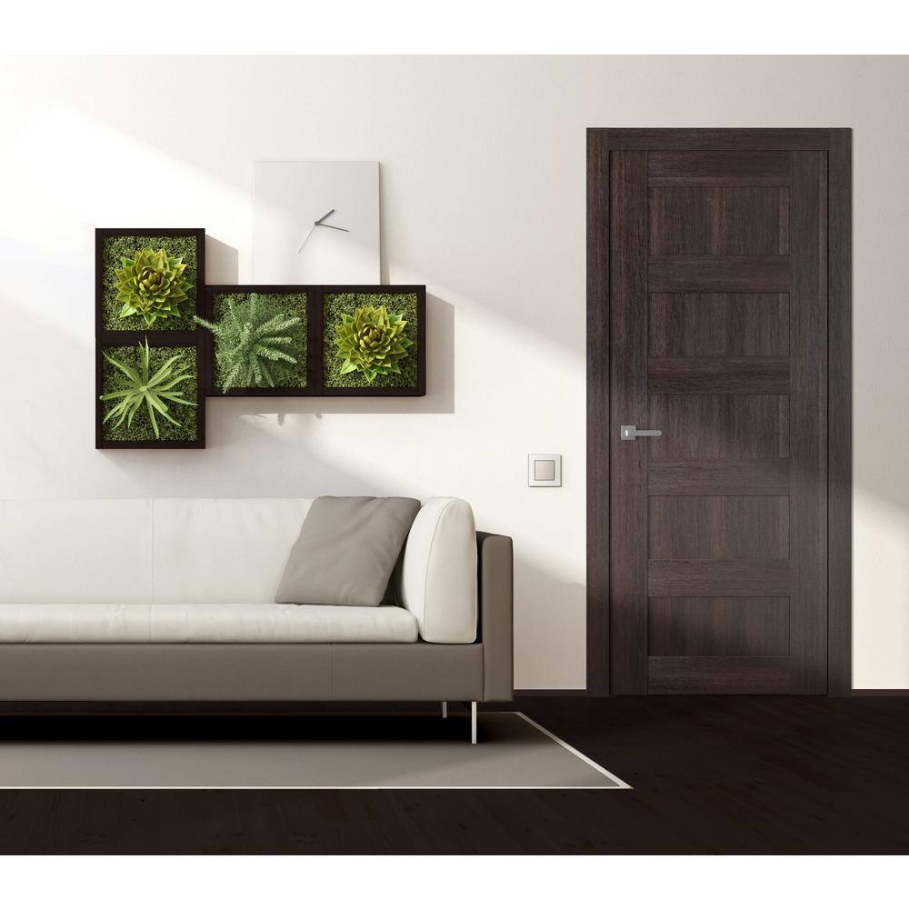 None 32 in. x 80 in. Vona Left-Handed Solid Core Veralinga Oak Textured Wood Single Prehung Interior Door