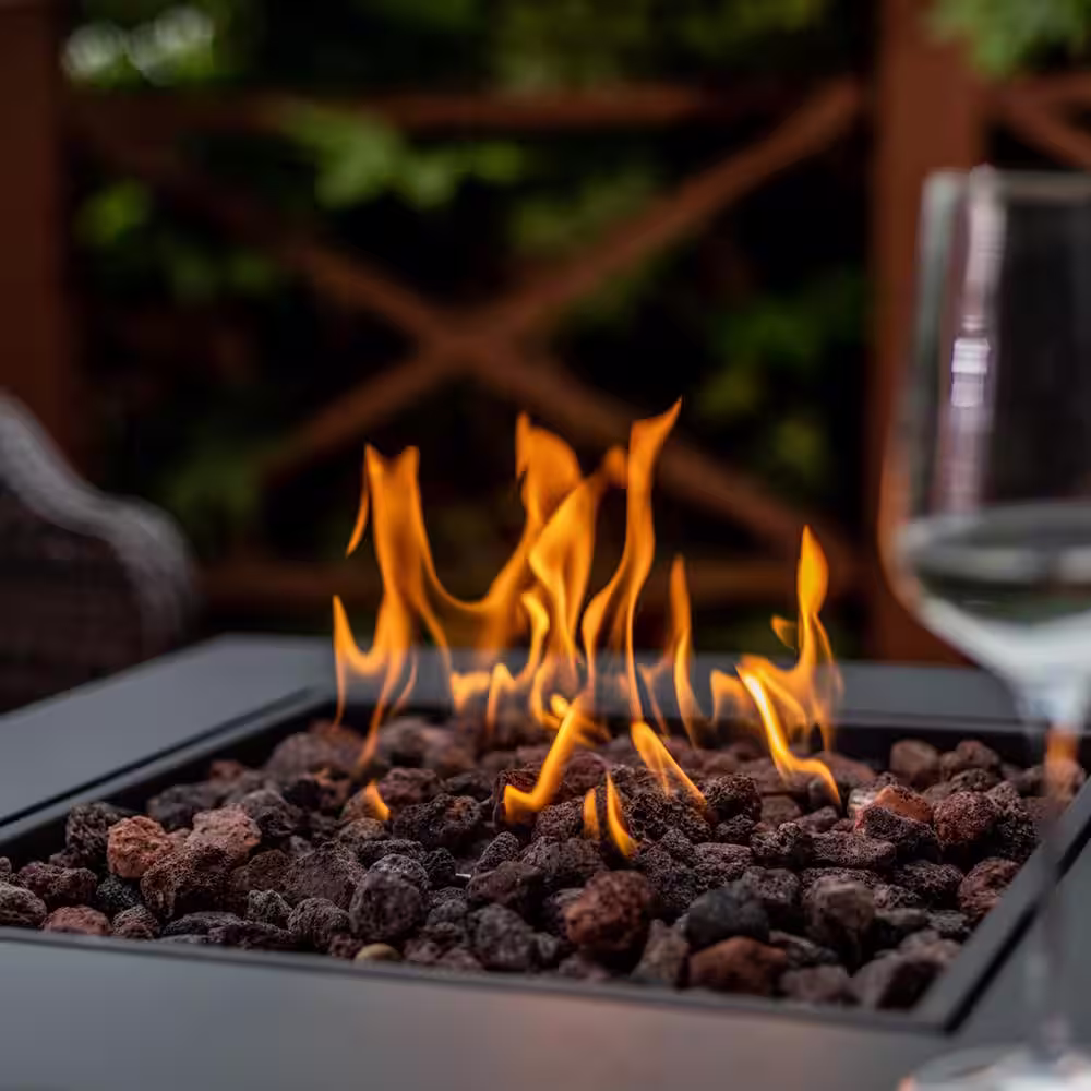 Legacy Heating 28 in. Square 50000 BTU Steel Propane Fire Pit Table in Black