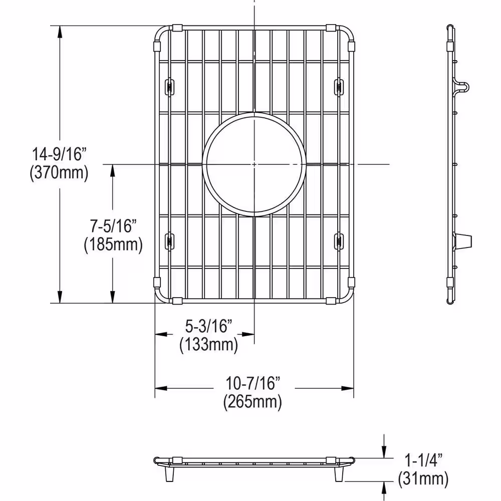 Elkay Fireclay 10.4375 in. x 14.5625 in. Bottom Grid for Kitchen Sink in Stainless Steel