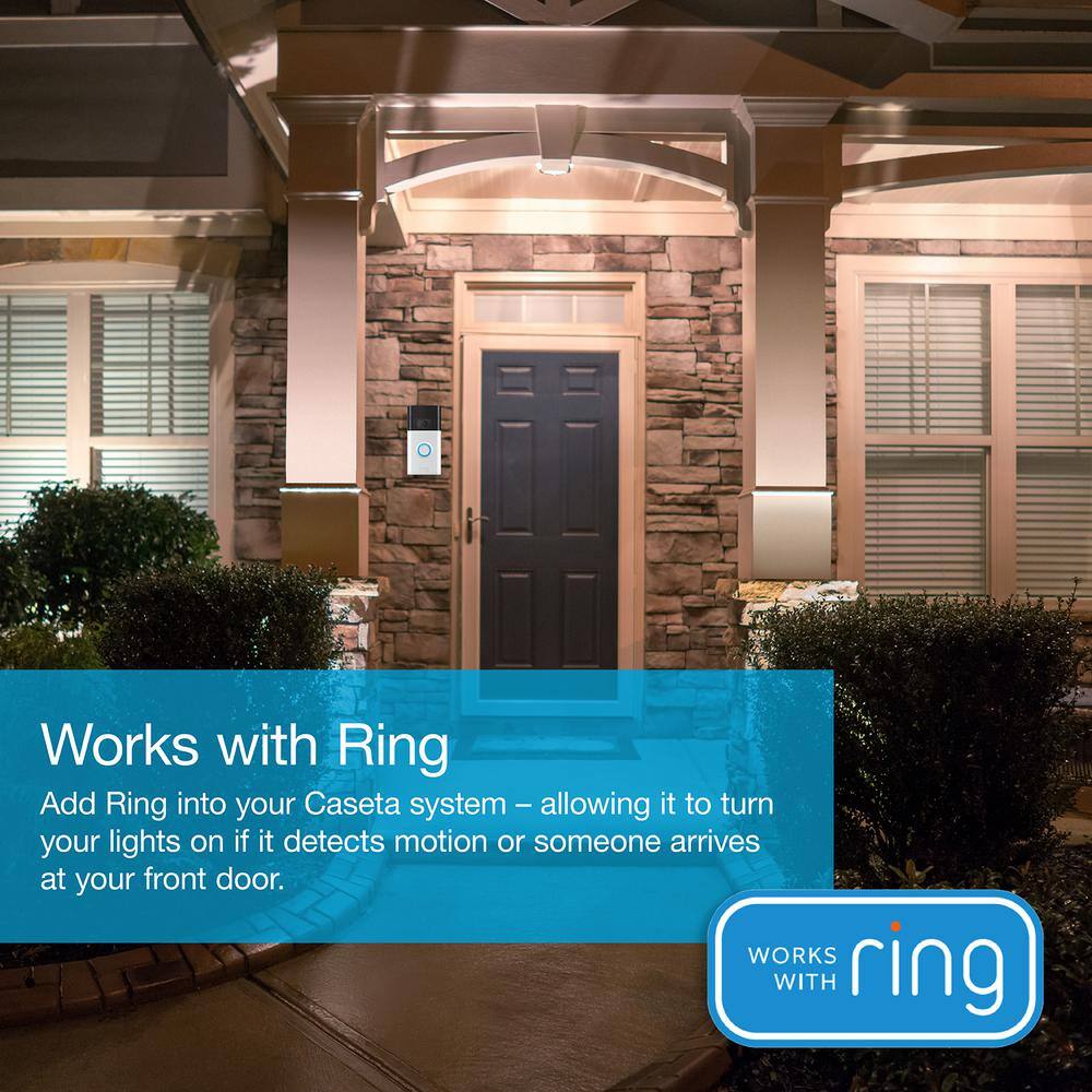 Lutron Caseta Smart Switch Kit (Neutral Wire Required) w/Ring 1080p Smart Doorbell, Satin Nickel (2020 Release) (PRBDG-PKG1WS)