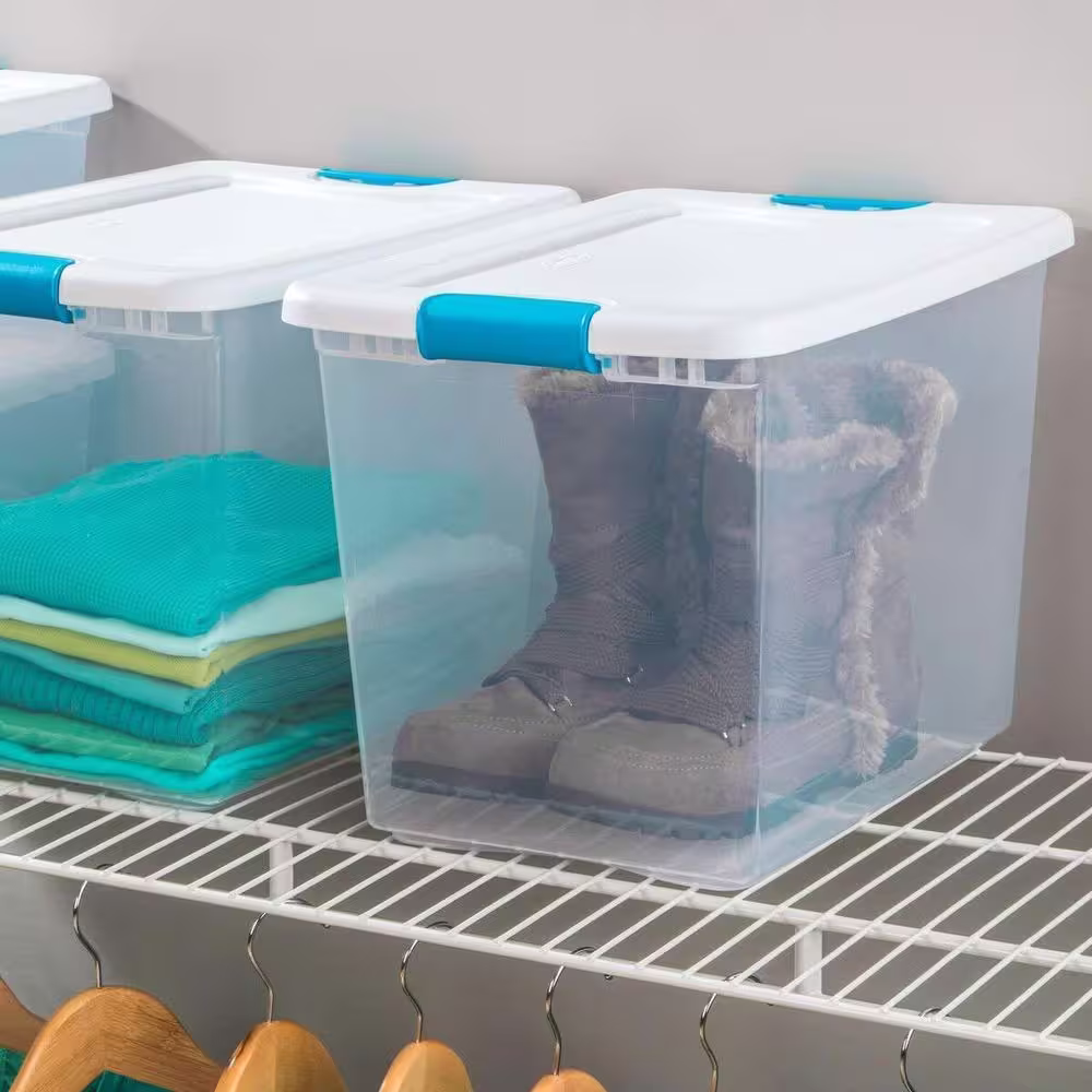 Sterilite 25 qt. Capacity Clear Storage Tote with Secure Latch Handles (6 Pack)