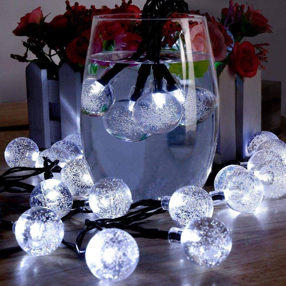 SOWAZ Outdoor 21 ft. Solar Globe Bulb 30 LED String Light for Garden, Decor, Patio, White