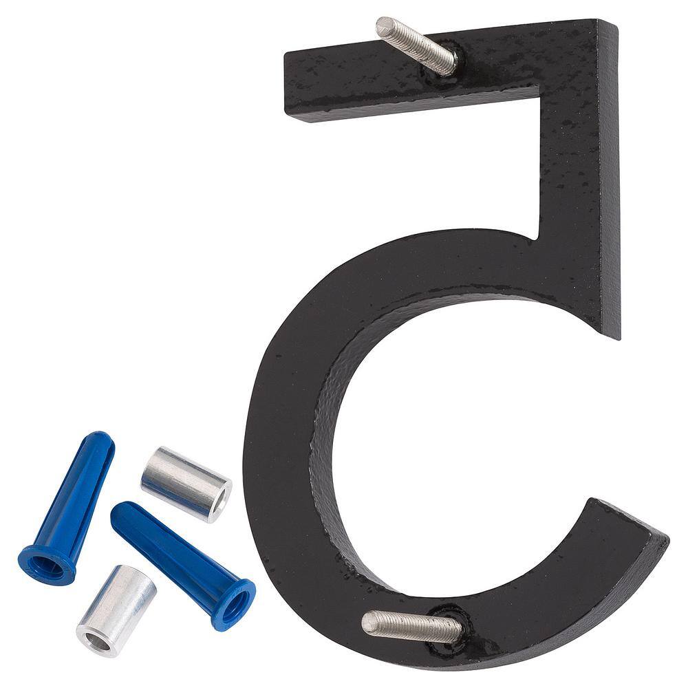 Montague Metal Products 8 in. Satin Nickel/Black 2-Tone Aluminum Floating or Flat Modern House Number 5