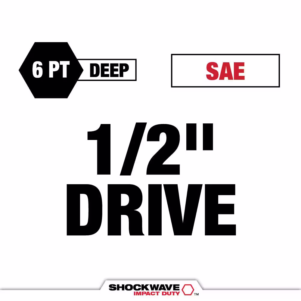 Milwaukee SHOCKWAVE 1/2 in. Drive 3/4 in. Deep 6 Point Impact Socket (1-Pack)