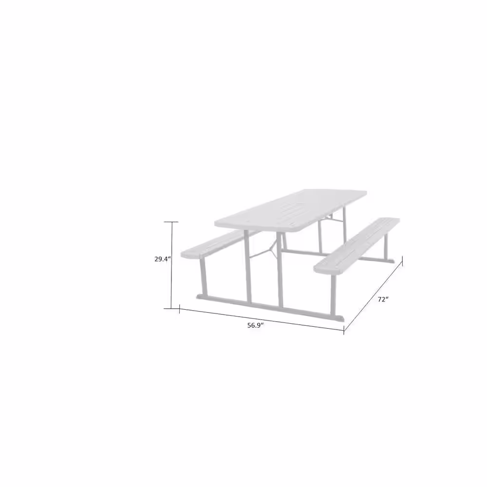 Cosco 6 ft. Folding Blow Mold Picnic Table Taupe Wood Grain with Brown Legs