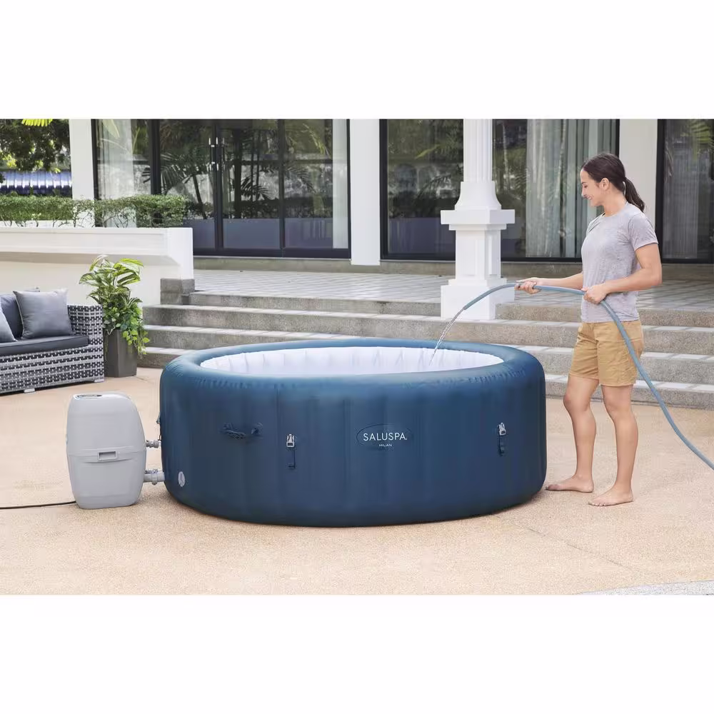 Bestway SaluSpa Milan Airjet Plus Portable 6-Person Inflatable Hot Tub with Intex LED Light