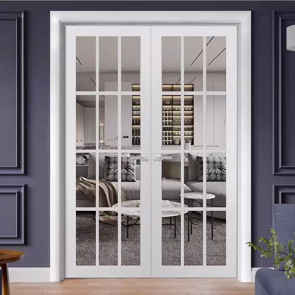 Sartodoors 3355 56 in. x 80 in. Universal Handling Frosted Glass Solid Core White Finished Pine Wood Interior Door Slab