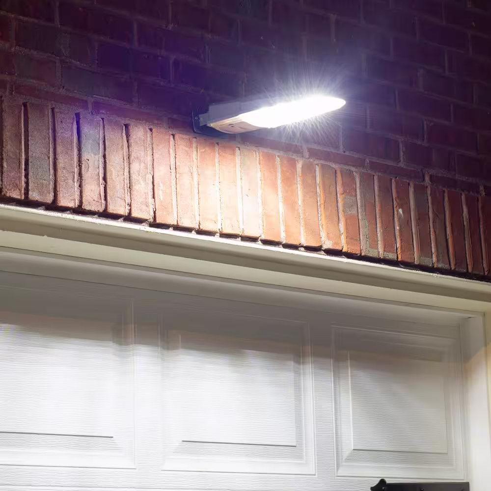 GAMA SONIC Yard Light Grey Outdoor Solar Motion Wall Light with 2 Mounting Options - Mounting Arm or Direct to Wall