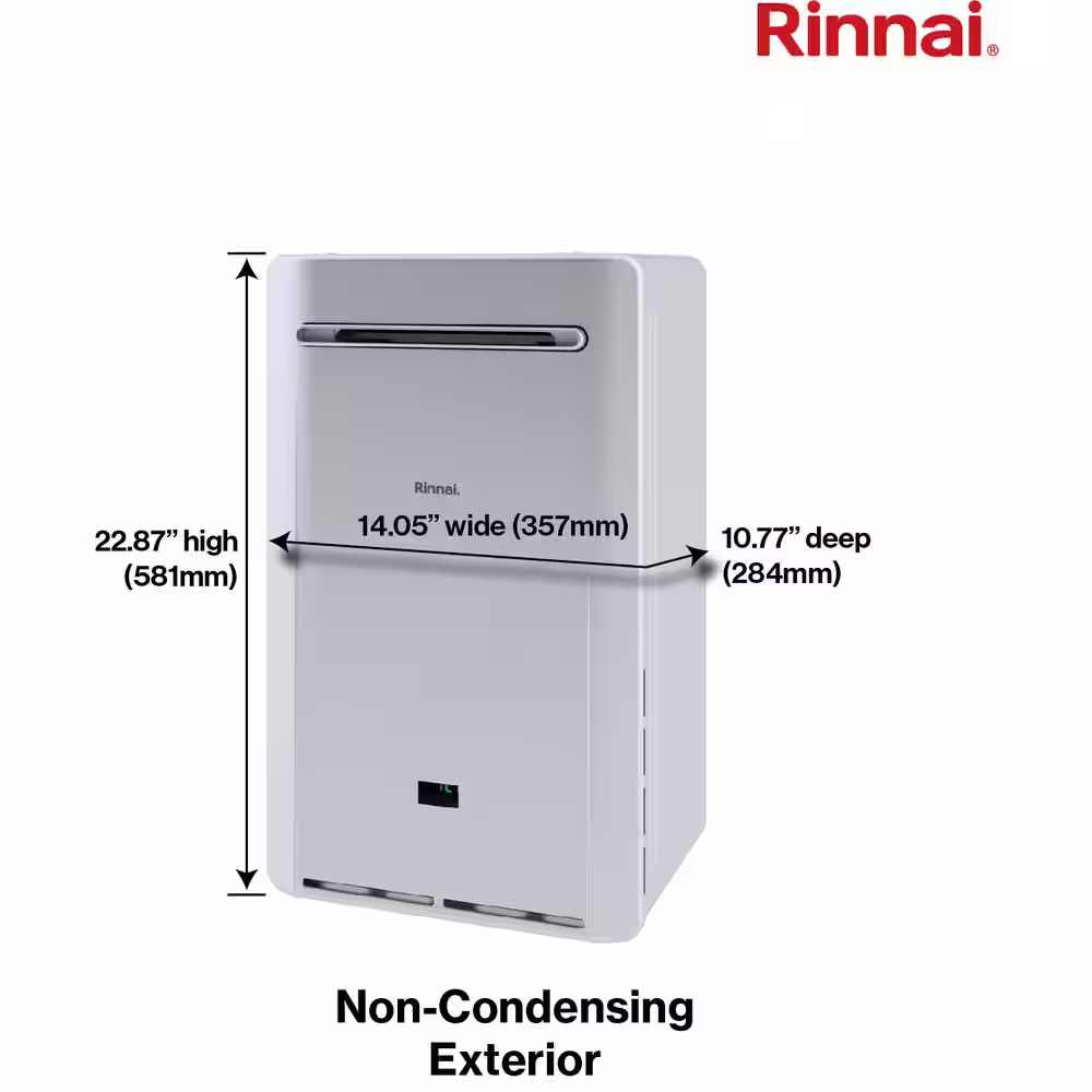 Rinnai High Efficiency Non-Condensing 5.3 GPM Residential 140,000 BTU Exterior Propane Gas Tankless Water Heater