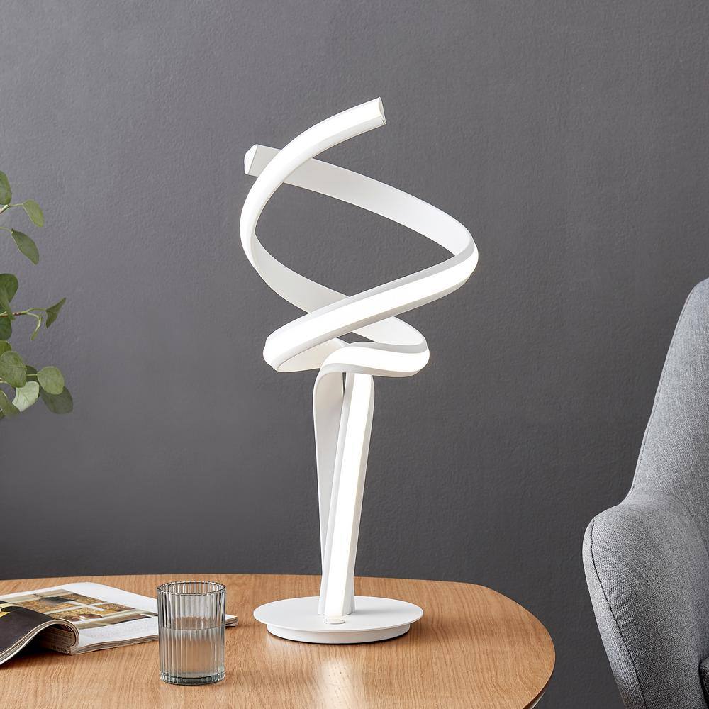 None Munich 22 in. 28-Watt White Integrated LED Table Lamp