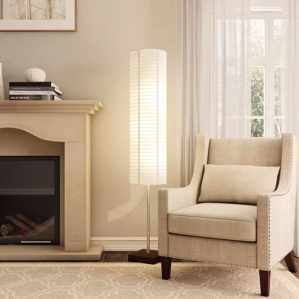 Adesso Gyoza 67 in. Walnut Floor Lamp