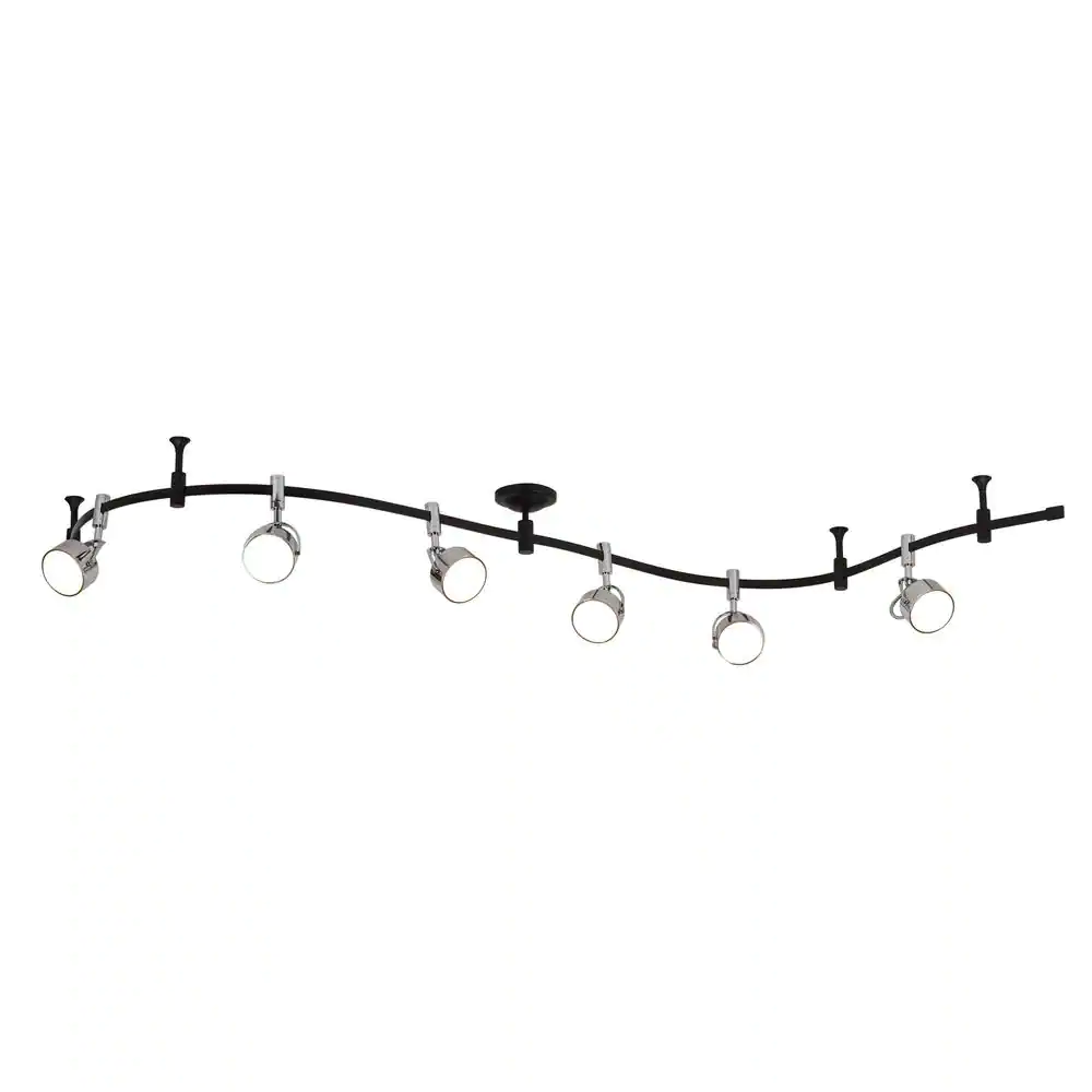None 8 ft. 6-Light Black and Chrome Integrated LED Flexible Track Lighting Kit