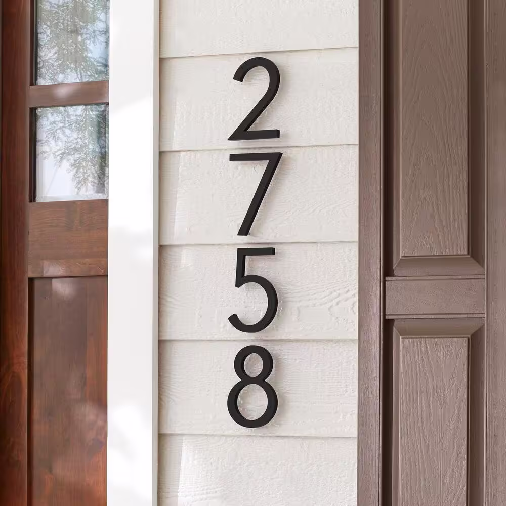 Everbilt 8 in. Matte Black Aluminum Floating or Flat Modern House Number 8