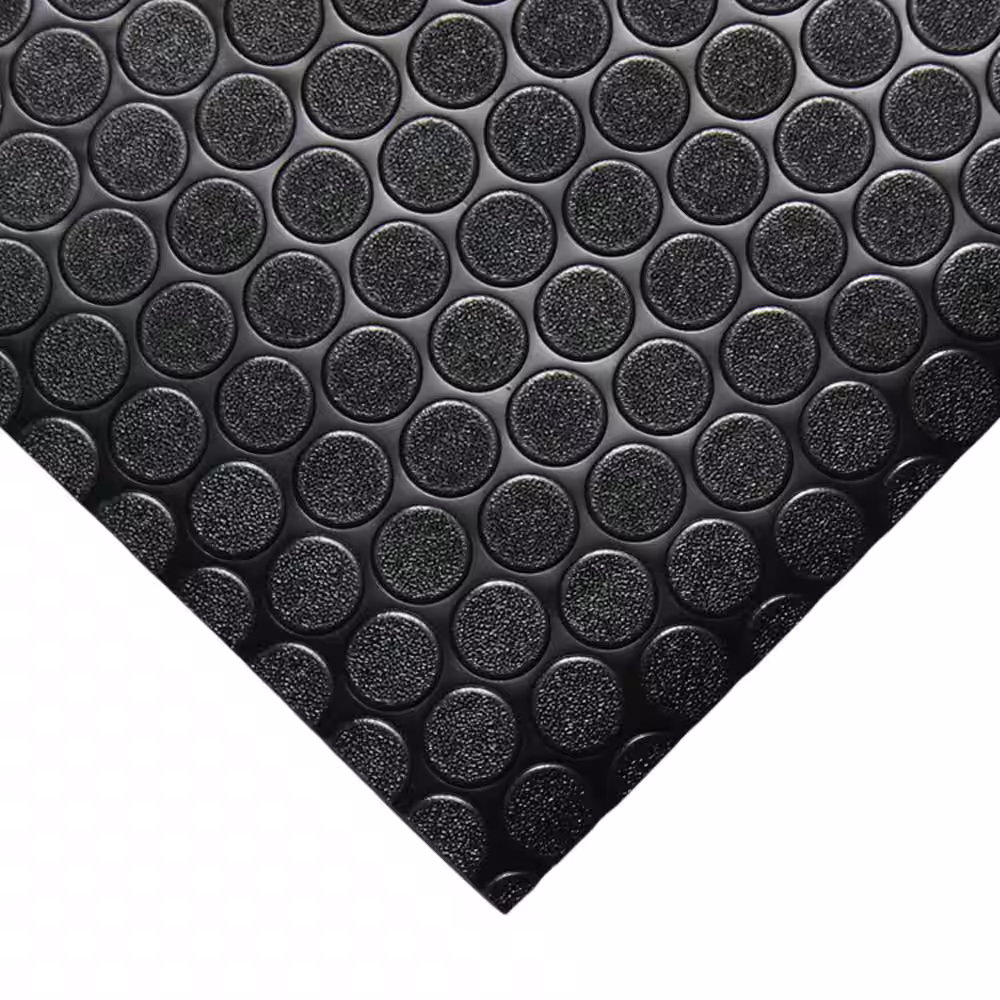Rubber-Cal Coin Grip 4 ft. x 7 ft. Dark Grey Commercial Grade PVC Flooring