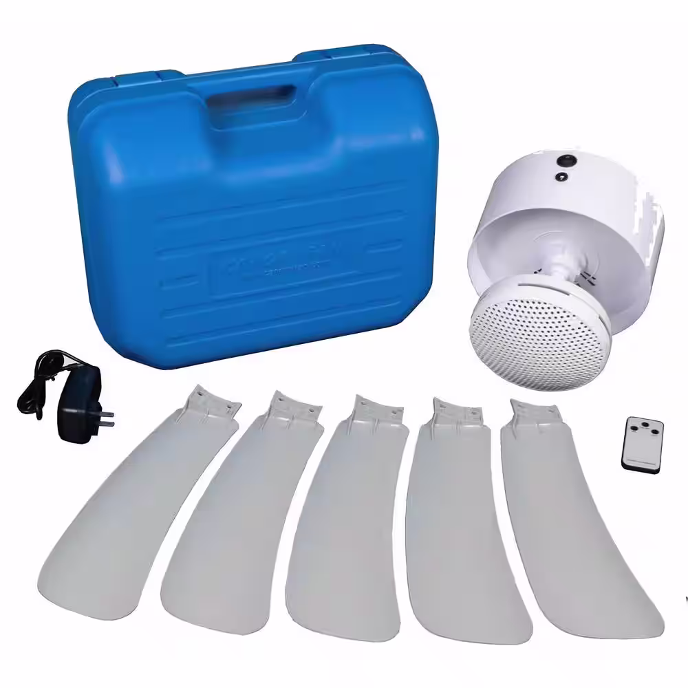 None 31 in. W Outdoor White Rechargeable Ceiling Fan for Portable Canopies with Remote 6-Hour Run Time