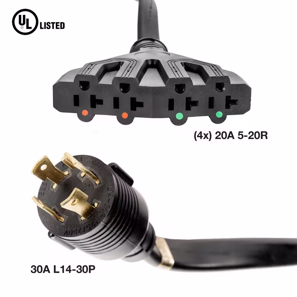 Westinghouse 25 ft. 30 Amp 120-Volt L14-30P to (4X) 5-20R Generator Cord