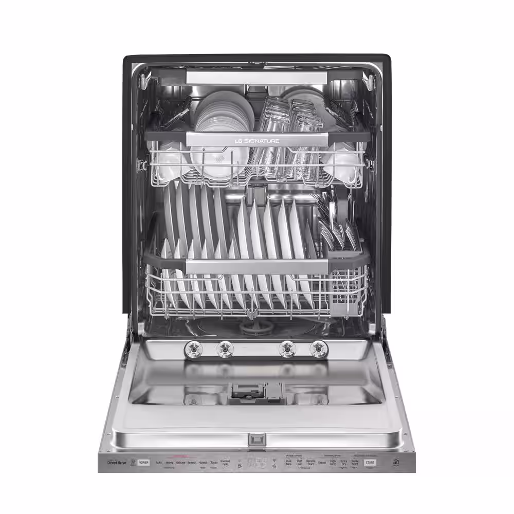 LG SIGNATURE 24 in. Stainless Steel Top Control Built-In Tall Tub Smart Dishwasher with Stainless Steel Tub & TrueSteam, 38 dBA