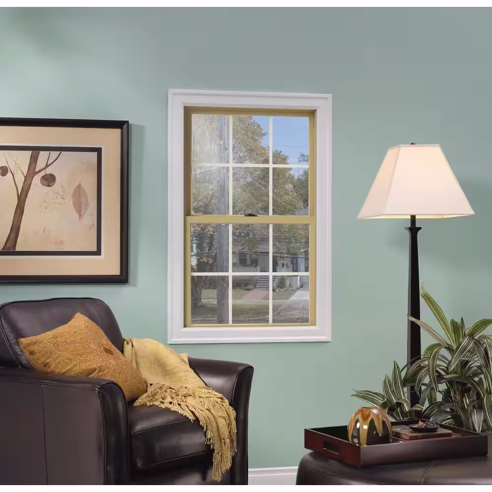 JELD-WEN 33.375 in. x 36 in. W-2500 Series White Painted Clad Wood Double Hung Window w/ Natural Interior and Screen