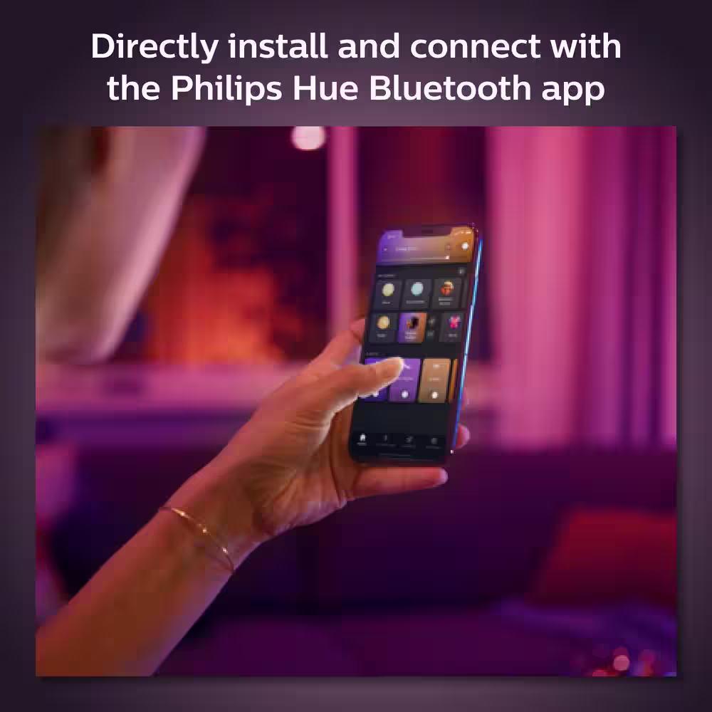 Philips 75-Watt Equivalent A19 Smart Wi-Fi LED Color Changing Light Bulb Starter Kit (4 Bulbs and Bridge) & Outdoor Light Strip