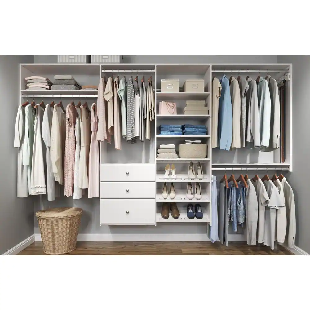 Closet Evolution 35 in. x 14 in. Classic White Wood Shelves (2-Pack)
