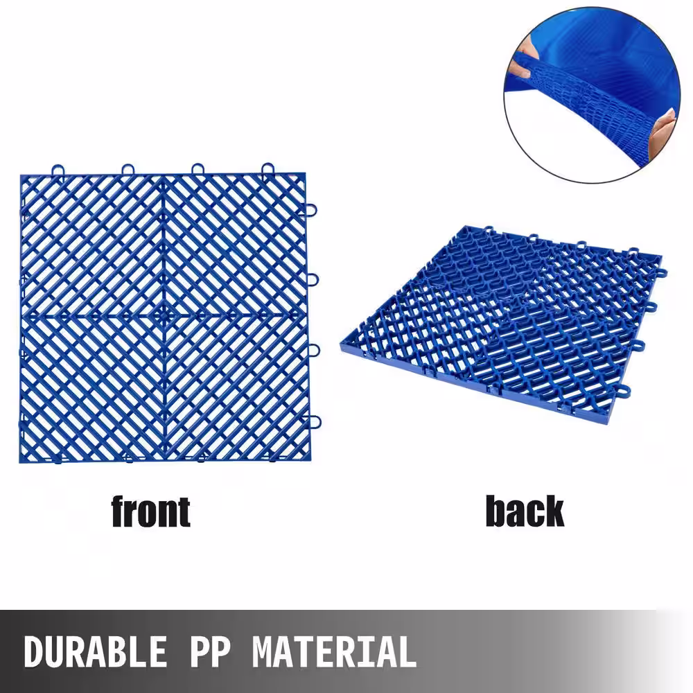 VEVOR 12 in. x 12 in. x 0.5 in. Interlocking Deck Drainage Tiles in Blue Garage Floor Tiles Outdoor Floor Tiles (55-Pack)